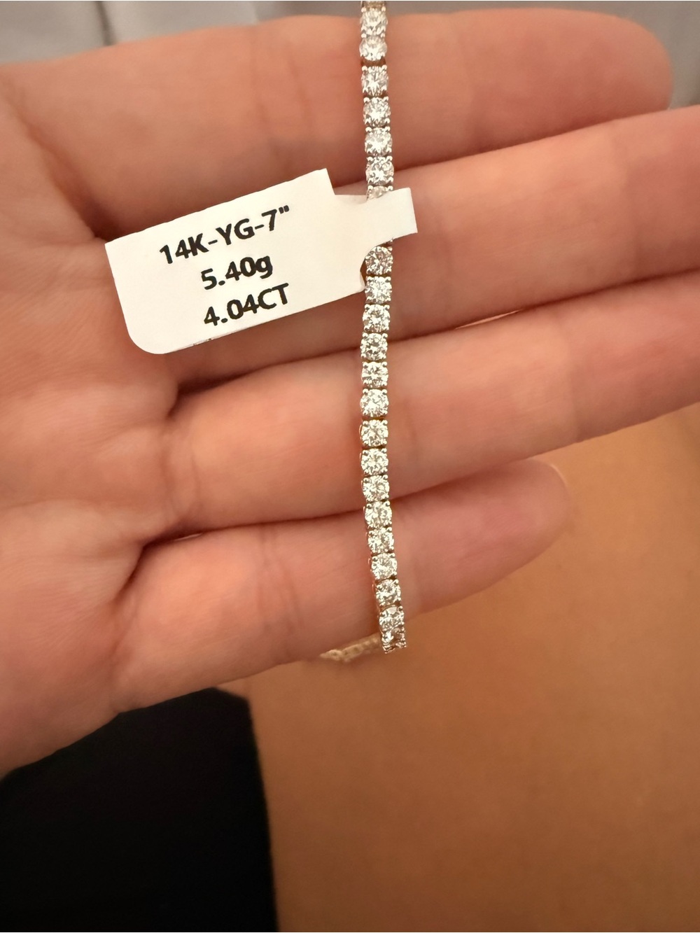14K Solid Yellow Gold Lab Grown Diamond Tennis Bracelet - 4.04tcw, Size 7
